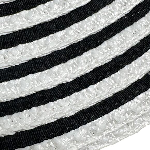 Eric Javits Braid Dame Straw Bucket Hat Black White Striped RARE PINK UPF 50+ - Picture 10 of 10